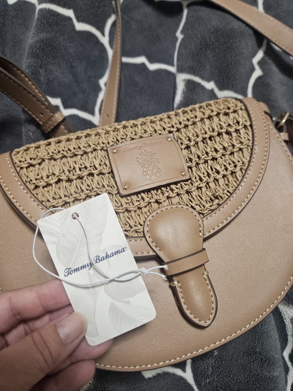 Tommy Bahama Tan Woven Crossbody Bag